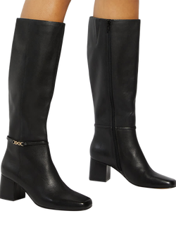 Dune London Sanna Wide Fit Knee High Leather Boots - view 2, Black