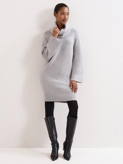 Phase Eight Dahlie Glitter Thread Jumper Dress, Silver, Silver