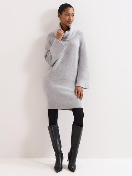 Phase Eight Dahlie Glitter Thread Jumper Dress, Silver, Silver