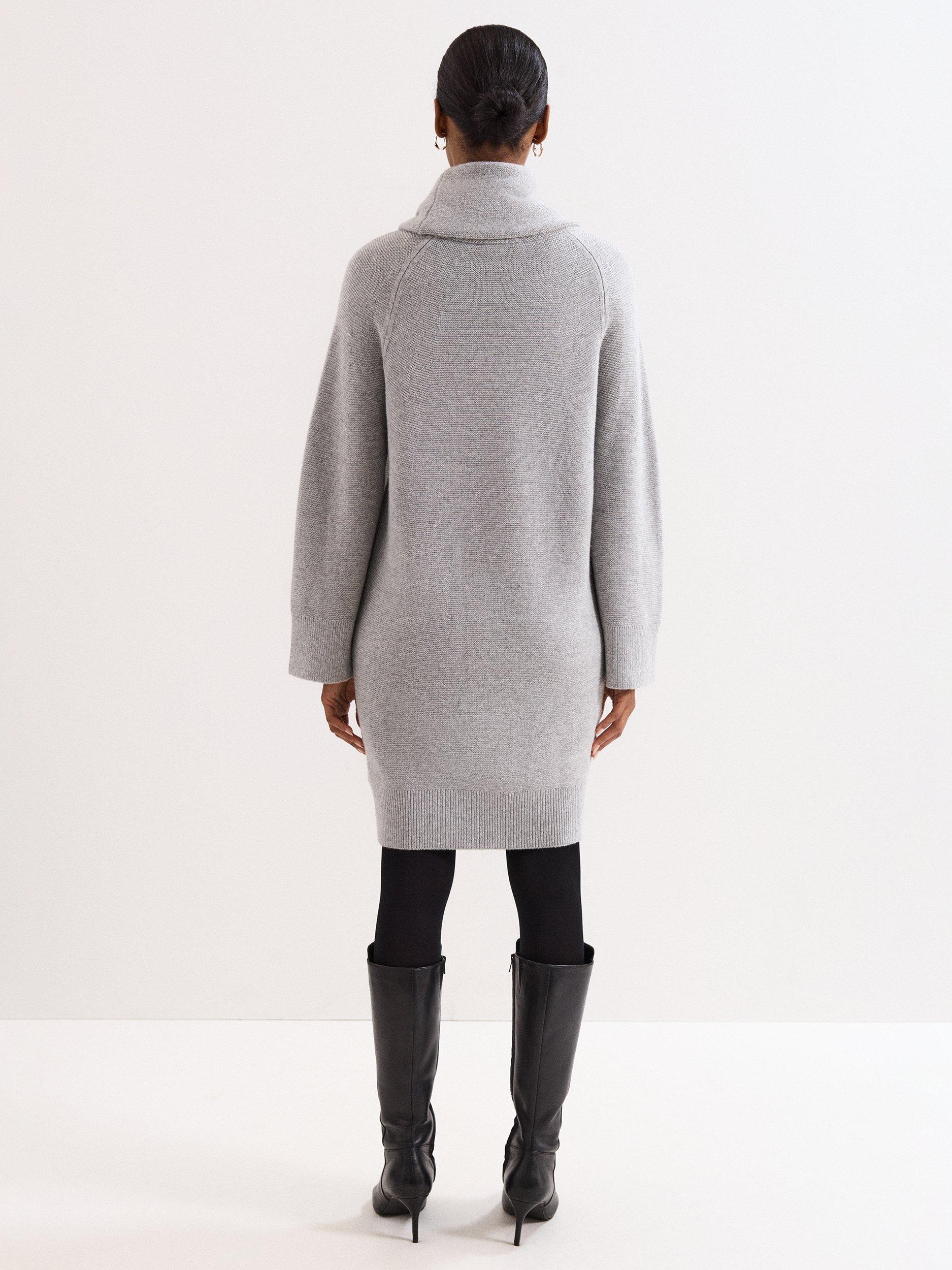 Product image 2 of 8, which shows Phase Eight Dahlie Glitter Thread Jumper Dress, Silver, XS