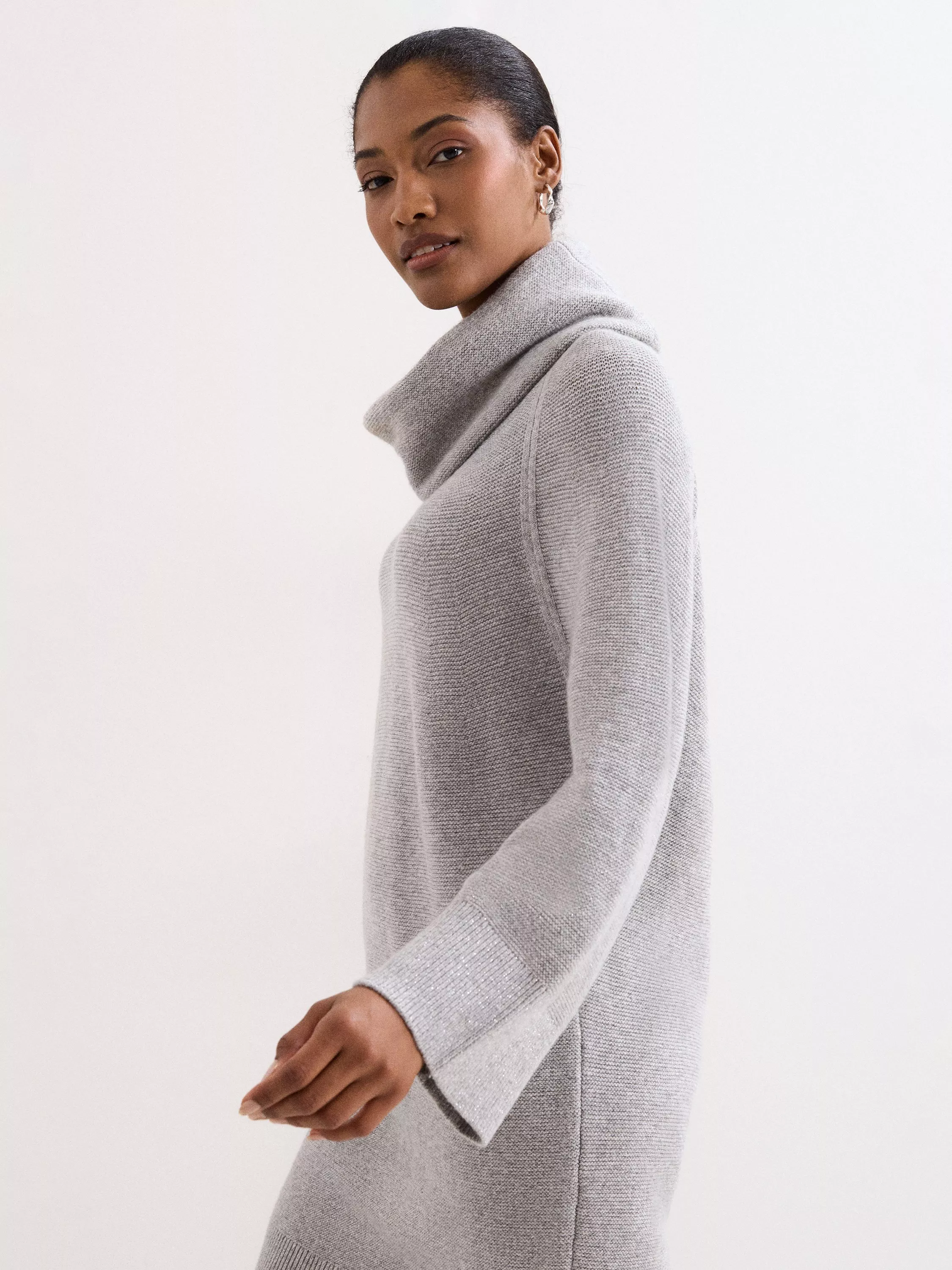 thumbnail image 2 of Phase Eight Dahlie Chunky Knit Jumper Dress – Mid Grey – Sizes 6-18 – NWT 2 of 2