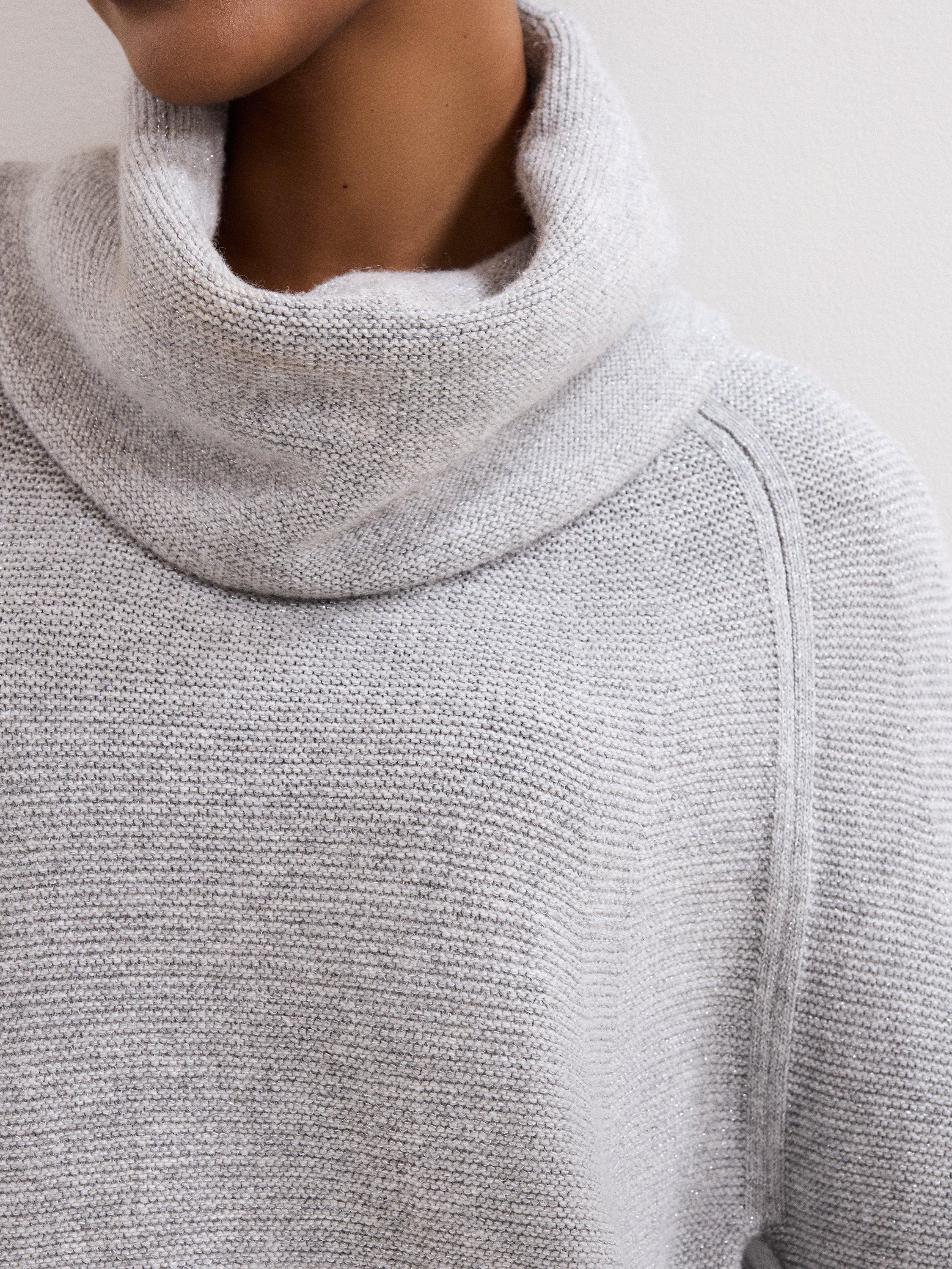 Product image 8 of 8, which shows Phase Eight Dahlie Glitter Thread Jumper Dress, Silver, XS