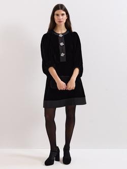 Phase Eight Heidi Embellished Velvet Dress, Black, Black