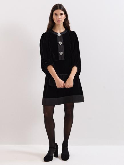 Phase Eight Heidi Embellished Velvet Dress, Black, Black