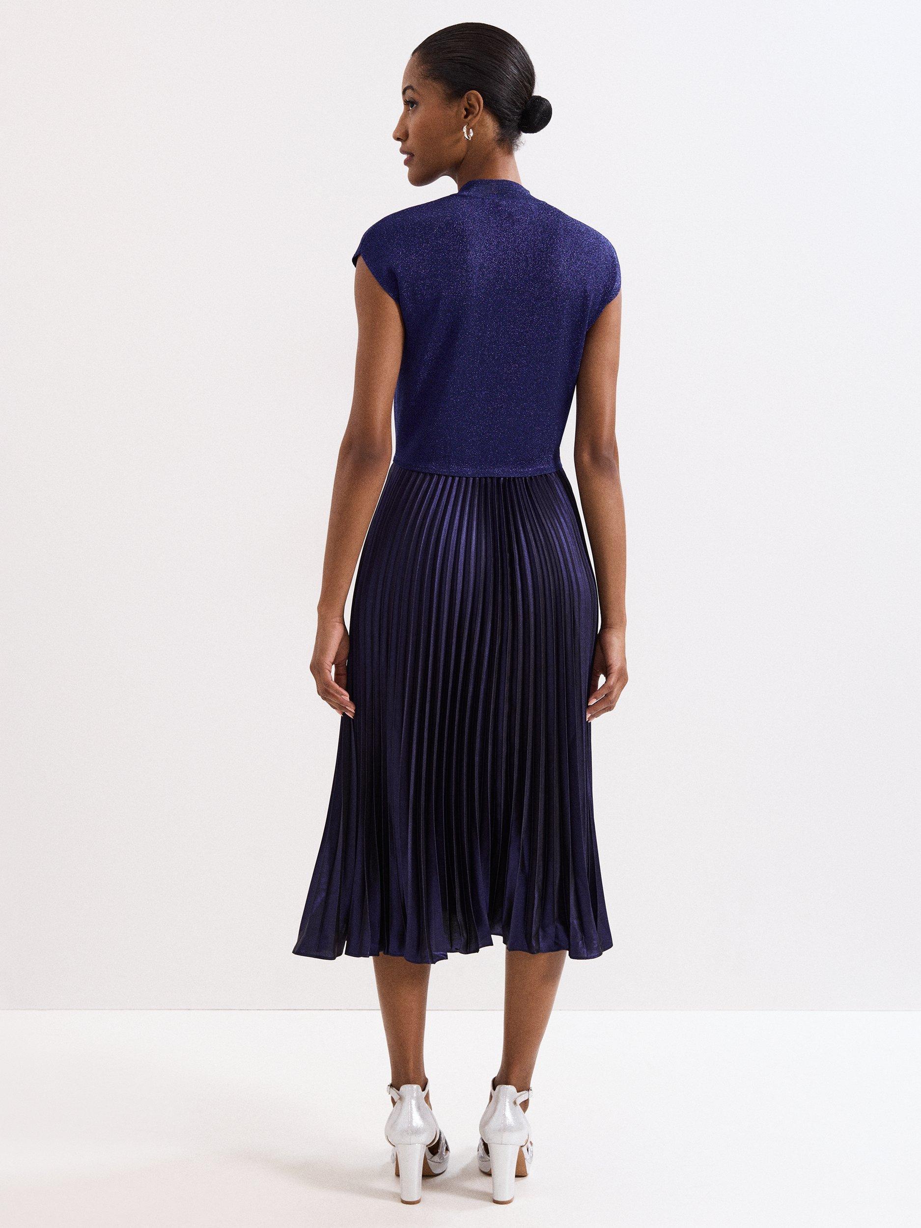 Product image 2 of 10, which shows Phase Eight Jayla Shimmer Midi Dress, Cobalt, 8