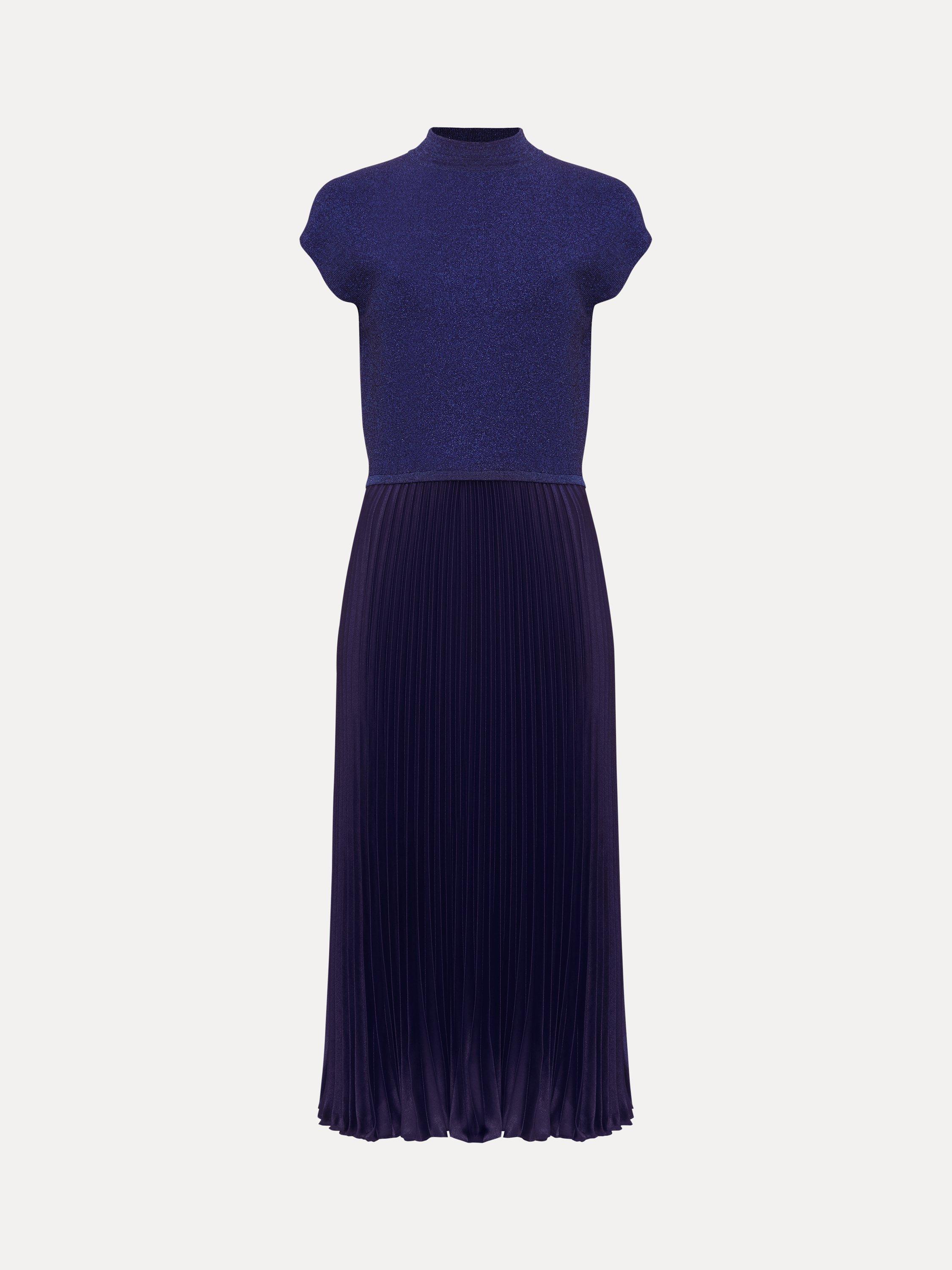 Product image 4 of 10, which shows Phase Eight Jayla Shimmer Midi Dress, Cobalt, 8