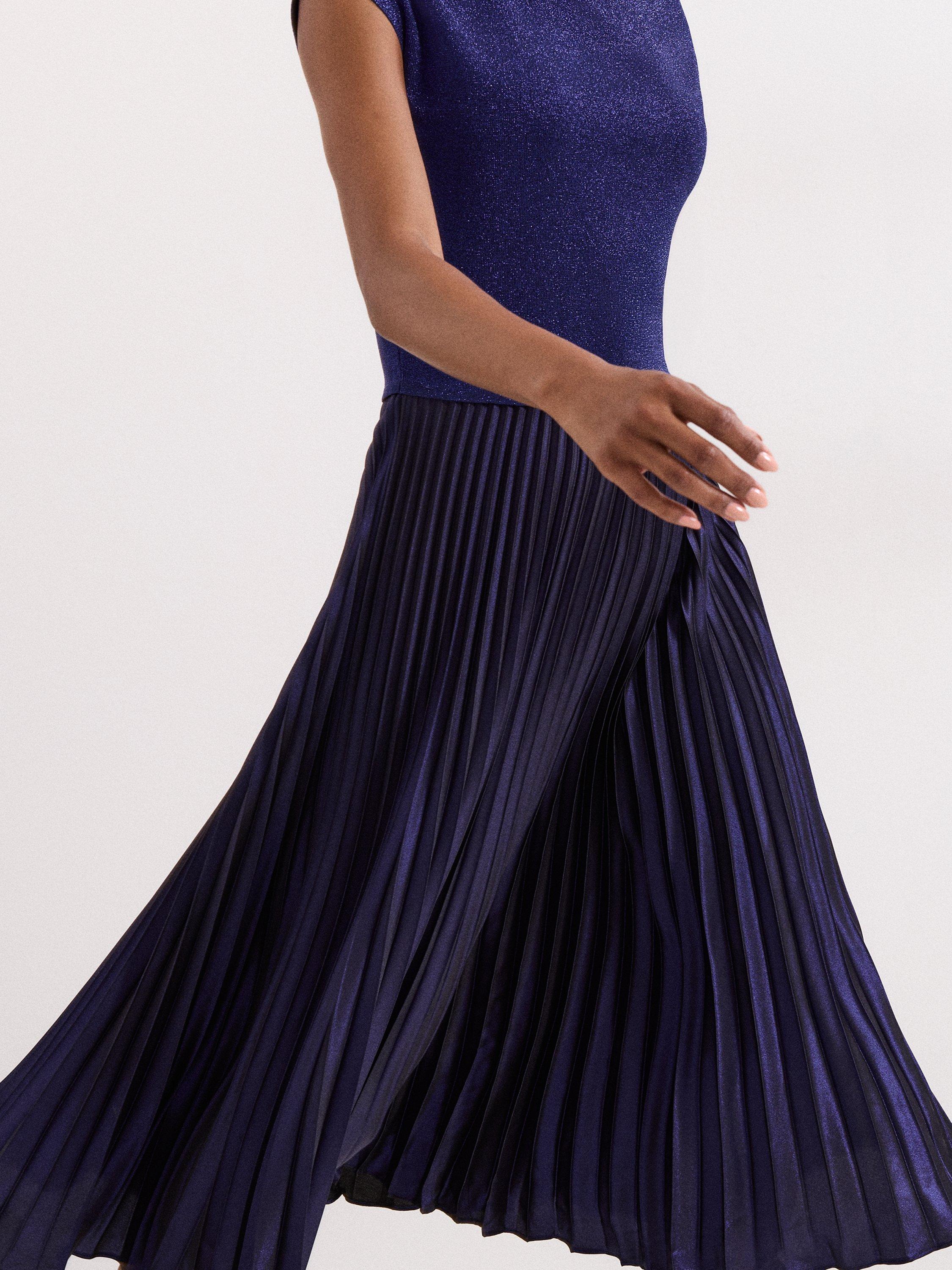 Product image 7 of 10, which shows Phase Eight Jayla Shimmer Midi Dress, Cobalt, 8