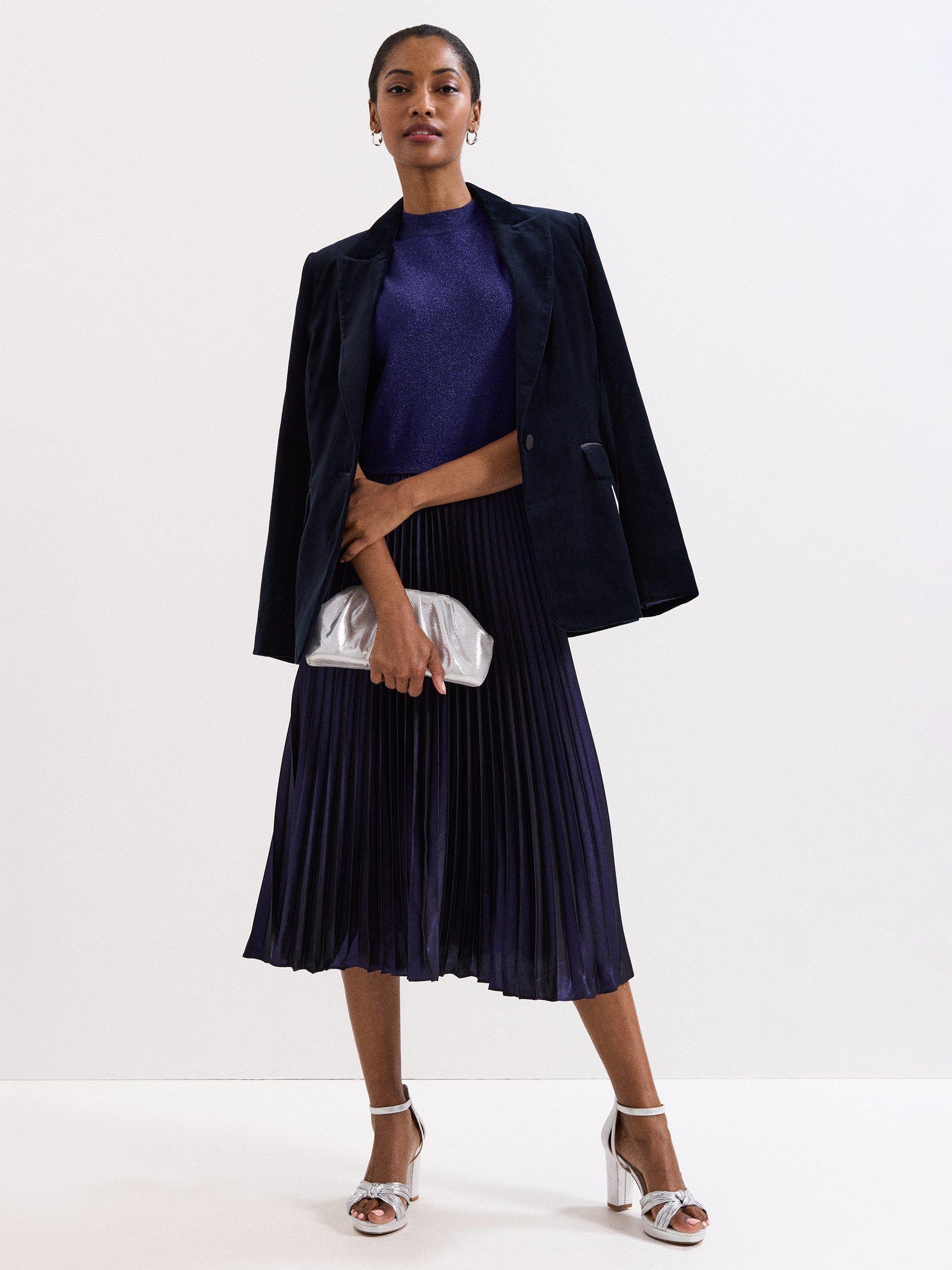 Product image 10 of 10, which shows Phase Eight Jayla Shimmer Midi Dress, Cobalt, 8