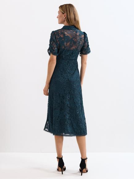 Phase Eight Lunna Lace Midi Dress, Teal - view 2, Teal
