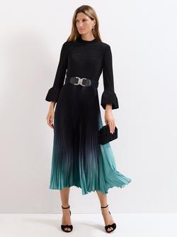 Phase Eight Meloni Ombre Midi Dress, Black/Multi, Black/Multi