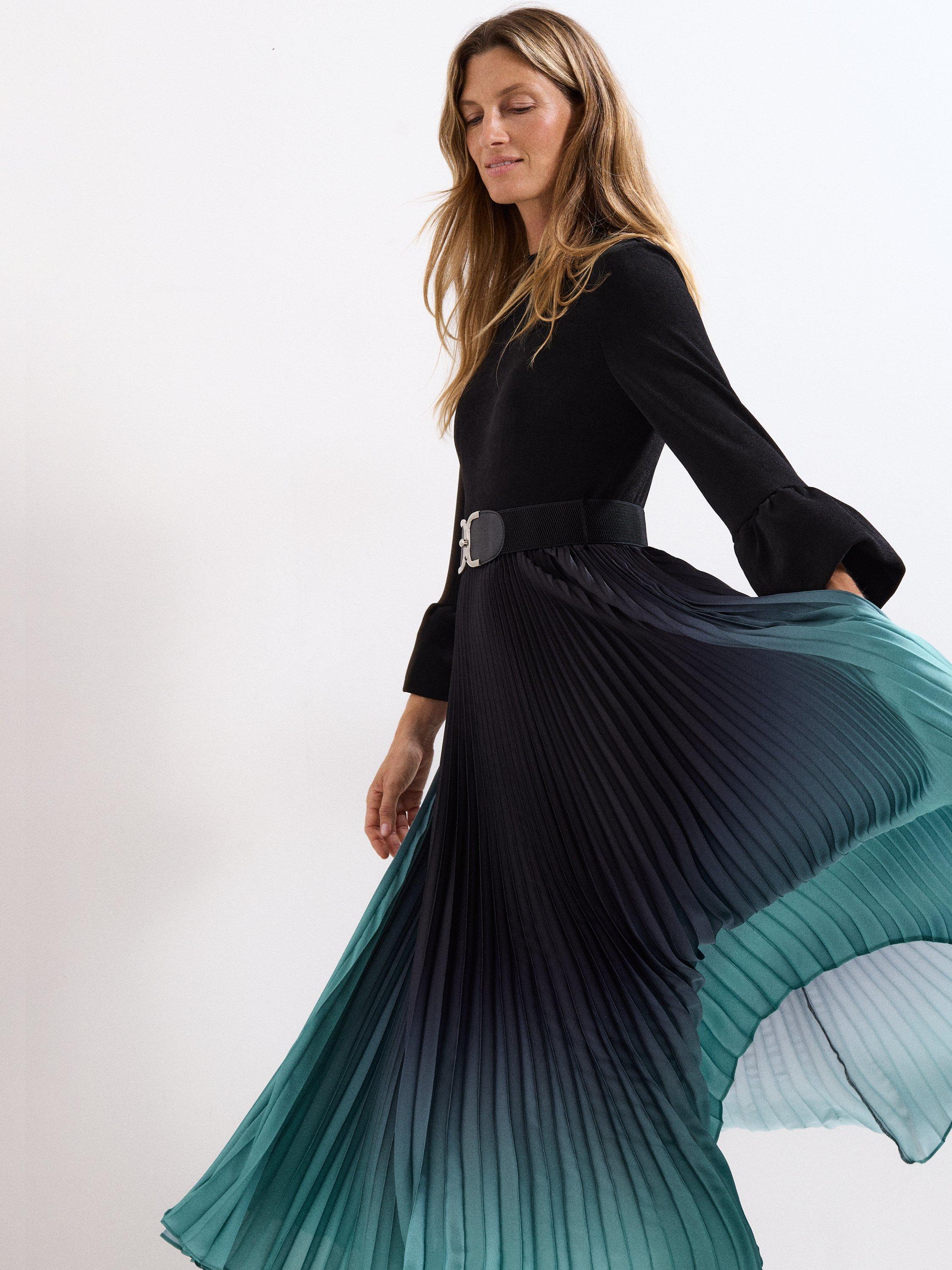 Product image 3 of 9, which shows Phase Eight Meloni Ombre Midi Dress, Black/Multi, 26