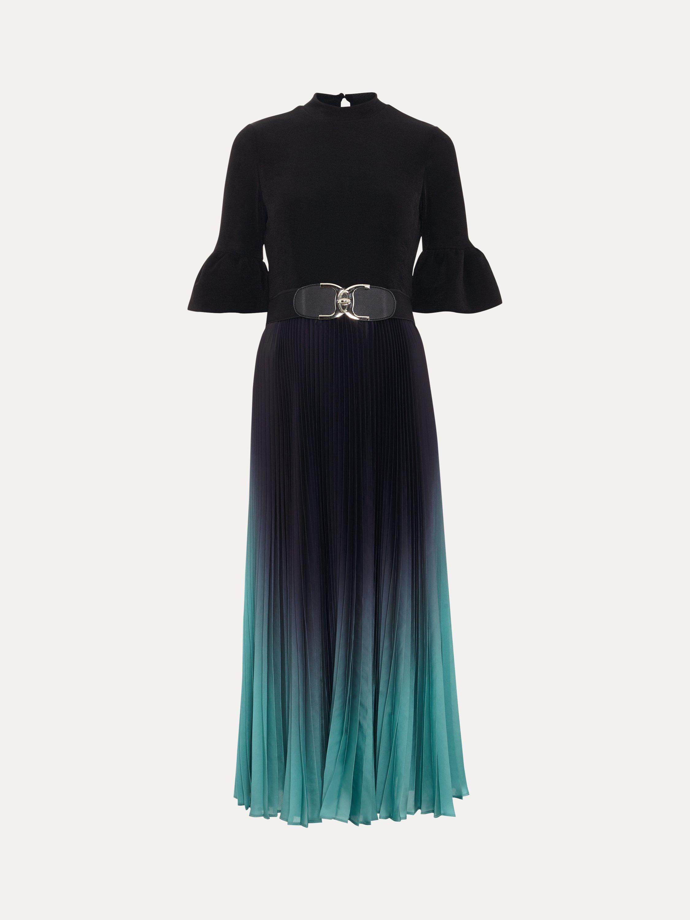 Product image 4 of 9, which shows Phase Eight Meloni Ombre Midi Dress, Black/Multi, 26