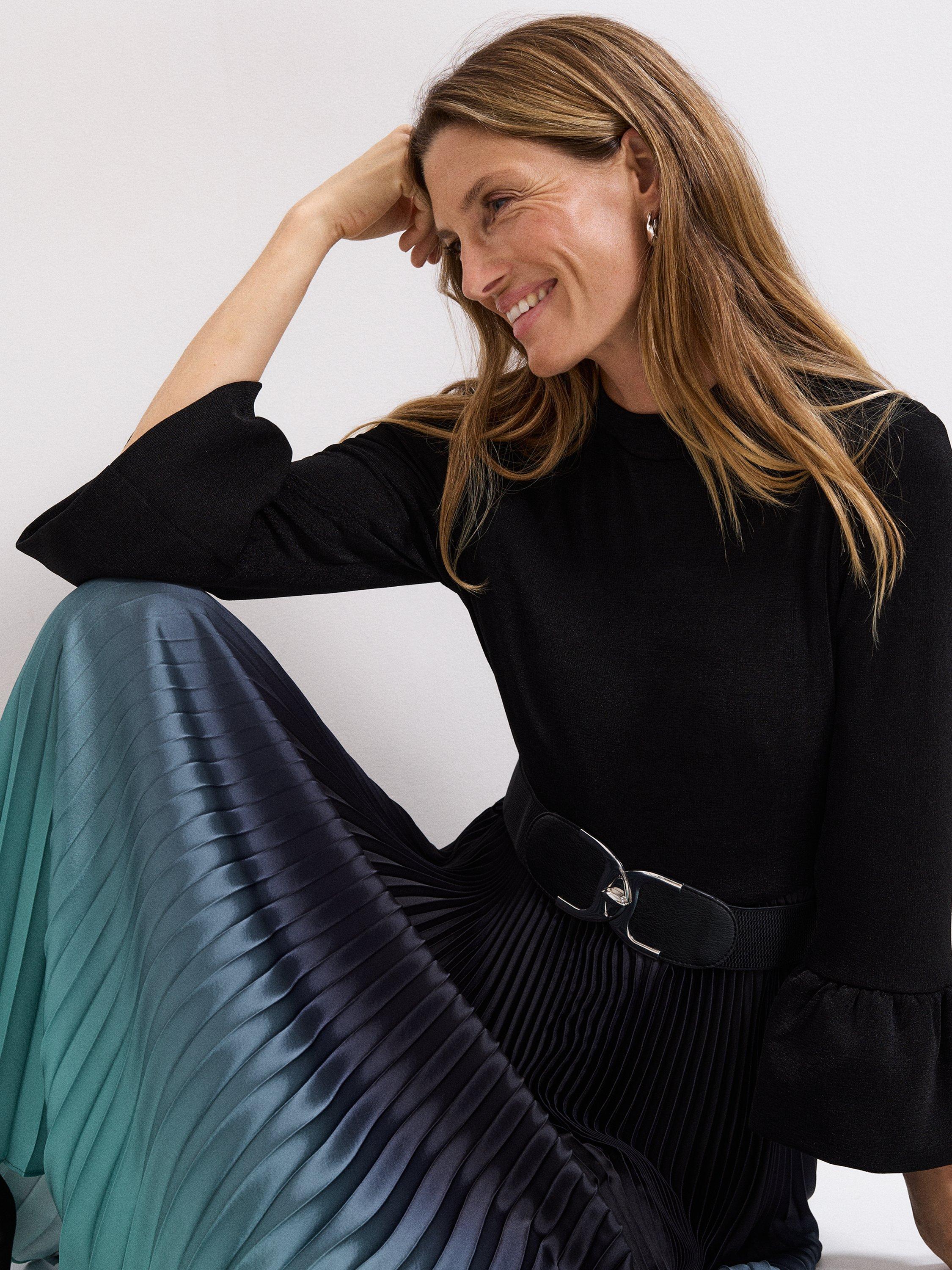 Product image 7 of 9, which shows Phase Eight Meloni Ombre Midi Dress, Black/Multi, 26