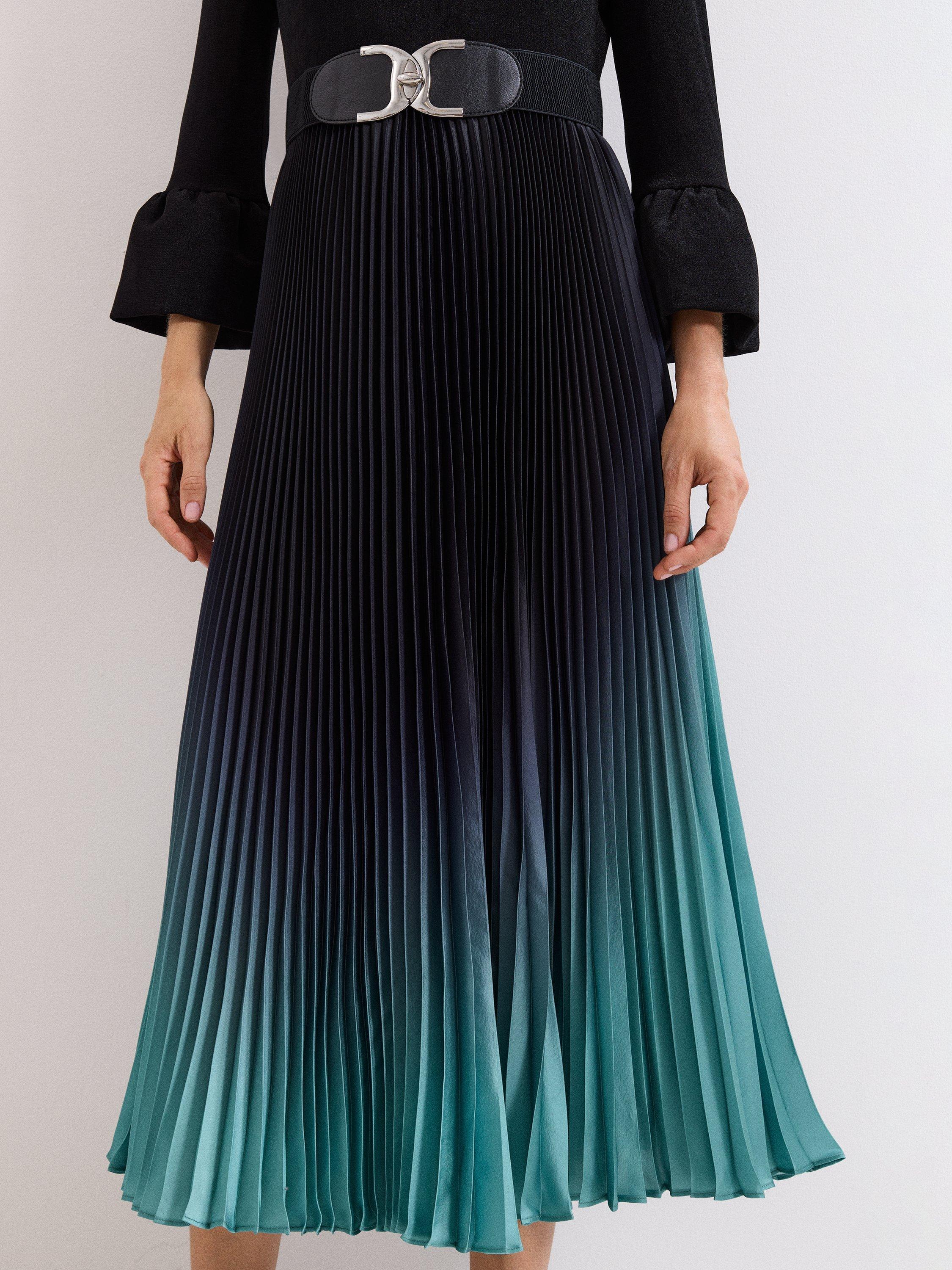 Product image 8 of 9, which shows Phase Eight Meloni Ombre Midi Dress, Black/Multi, 26