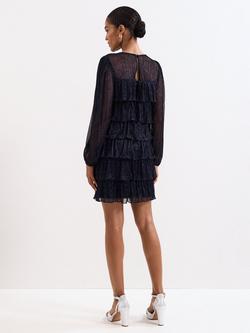 Phase Eight Nika Metallic Tiered Mini Dress - view 2, Blue