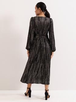 Phase Eight Petite Emre Metallic Wrap Dress, Black/Multi - view 2, Black/Multi