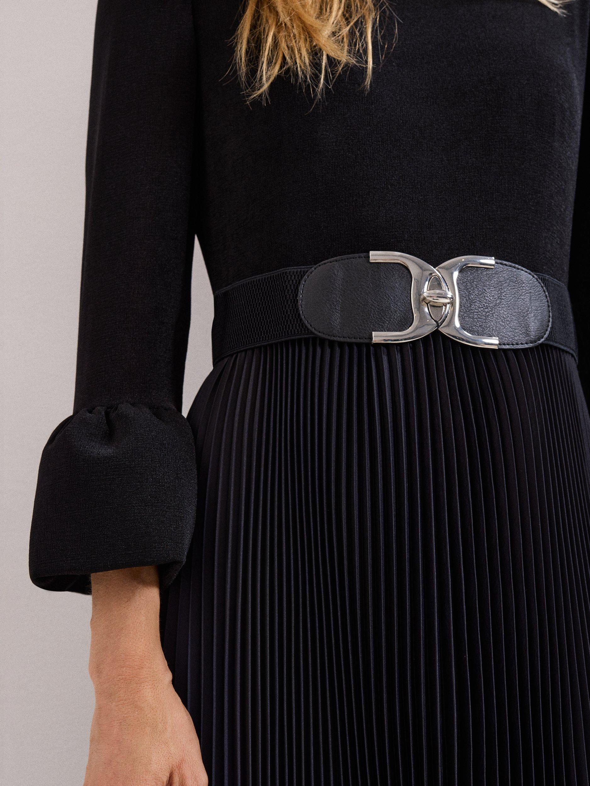 Product image 9 of 9, which shows Phase Eight Petite Meloni Ombre Midi Dress, Black/Multi, 12