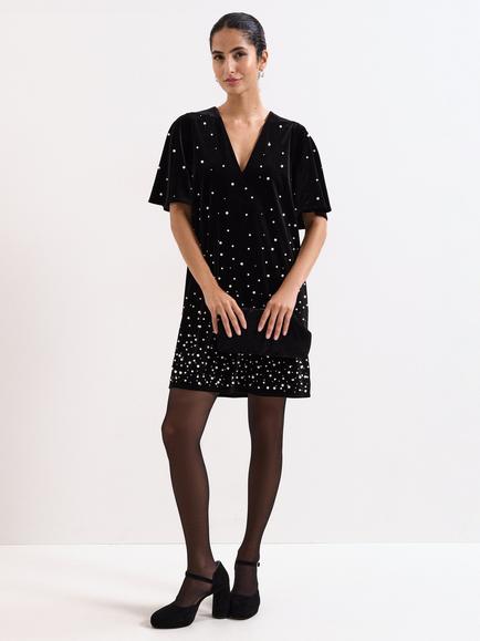 Phase Eight Petite Pennie Velvet Mini Dress, Black, Black