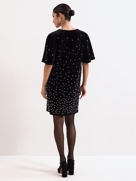 Phase Eight Petite Pennie Velvet Mini Dress, Black - view 2, Black