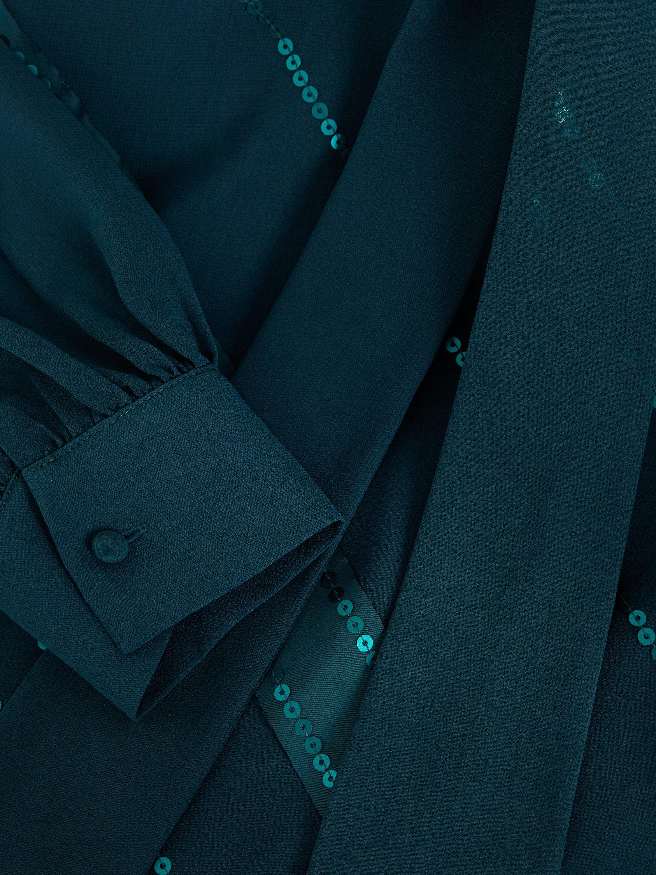 Product image 6 of 8, which shows Phase Eight Sonali Satin Mini Dress, Teal, 8