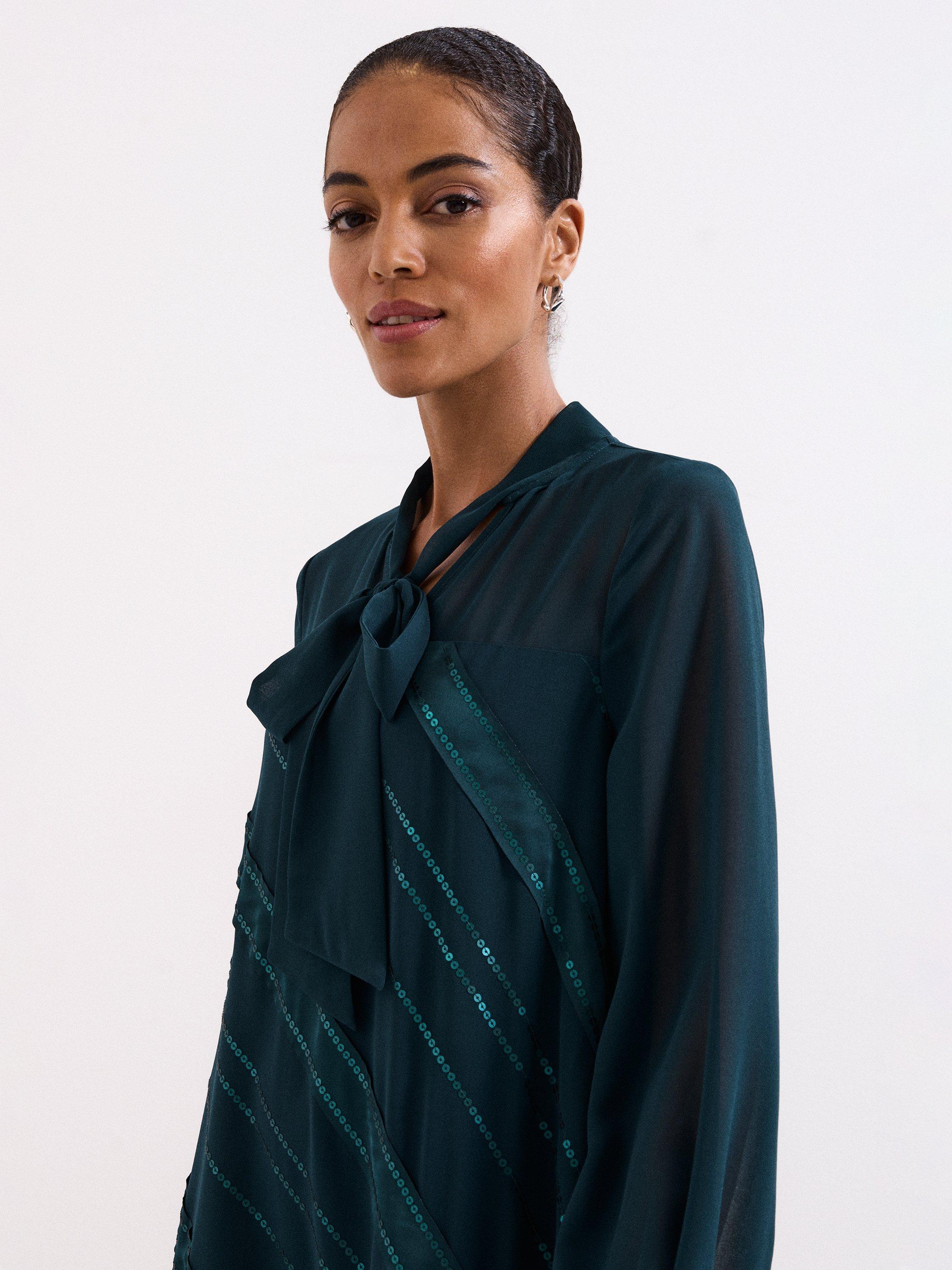 Product image 8 of 8, which shows Phase Eight Sonali Satin Mini Dress, Teal, 8