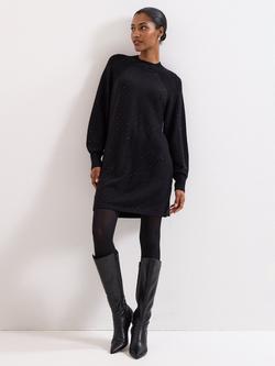 Phase Eight Tala Studded Jumper Mini Dress, Black, Black