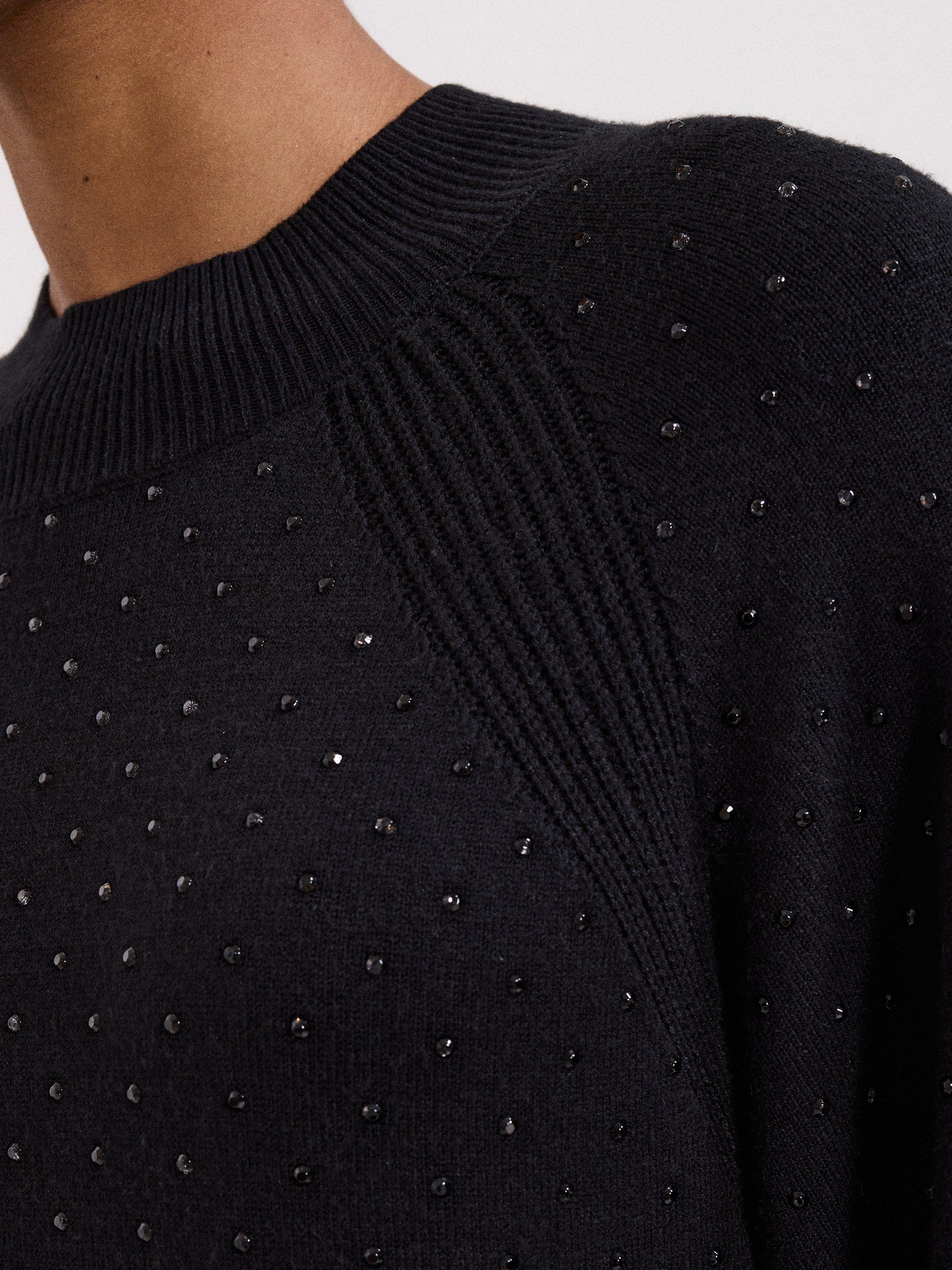 Product image 8 of 9, which shows Phase Eight Tala Studded Jumper Mini Dress, Black, 14