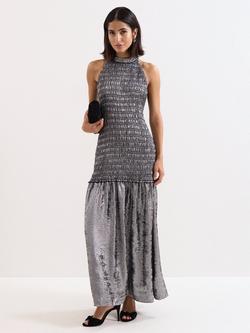 Phase Eight Tasmin Metallic Maxi Dress, Silver, Silver