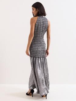 Phase Eight Tasmin Metallic Maxi Dress, Silver - view 2, Silver