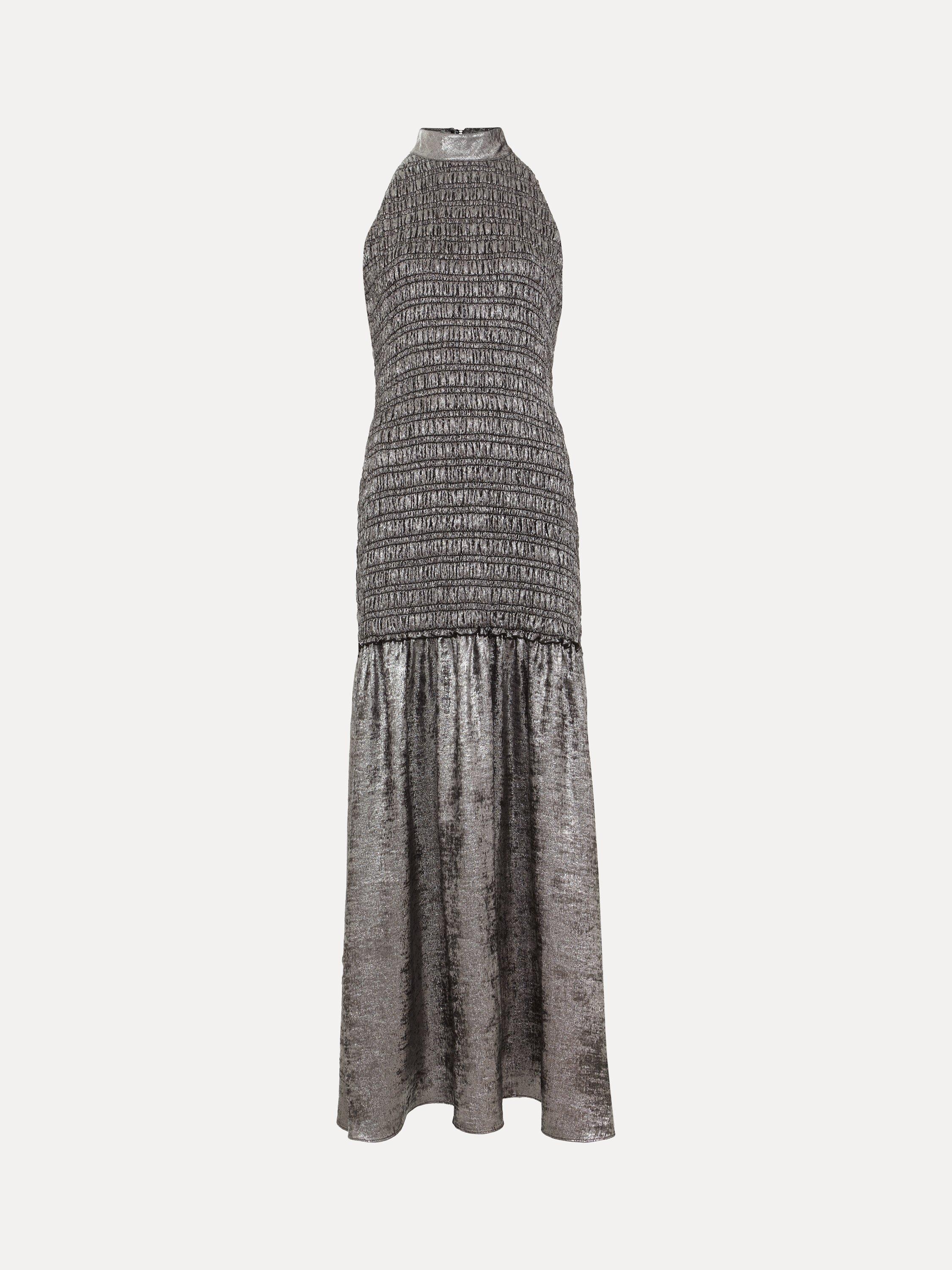 Product image 5 of 8, which shows Phase Eight Tasmin Metallic Maxi Dress, Silver, 8