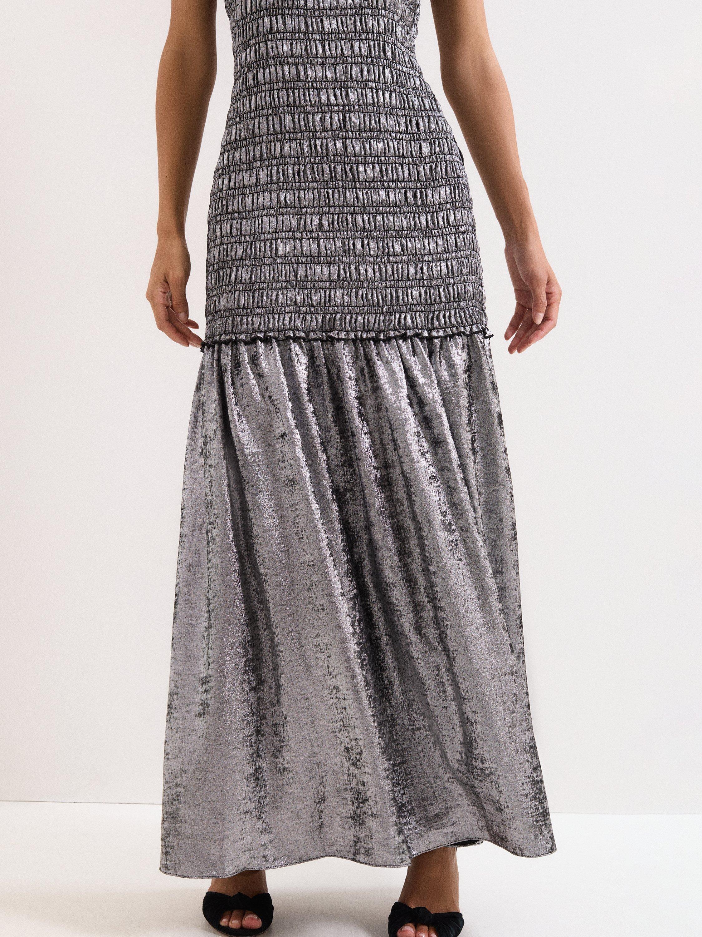 Product image 7 of 8, which shows Phase Eight Tasmin Metallic Maxi Dress, Silver, 8