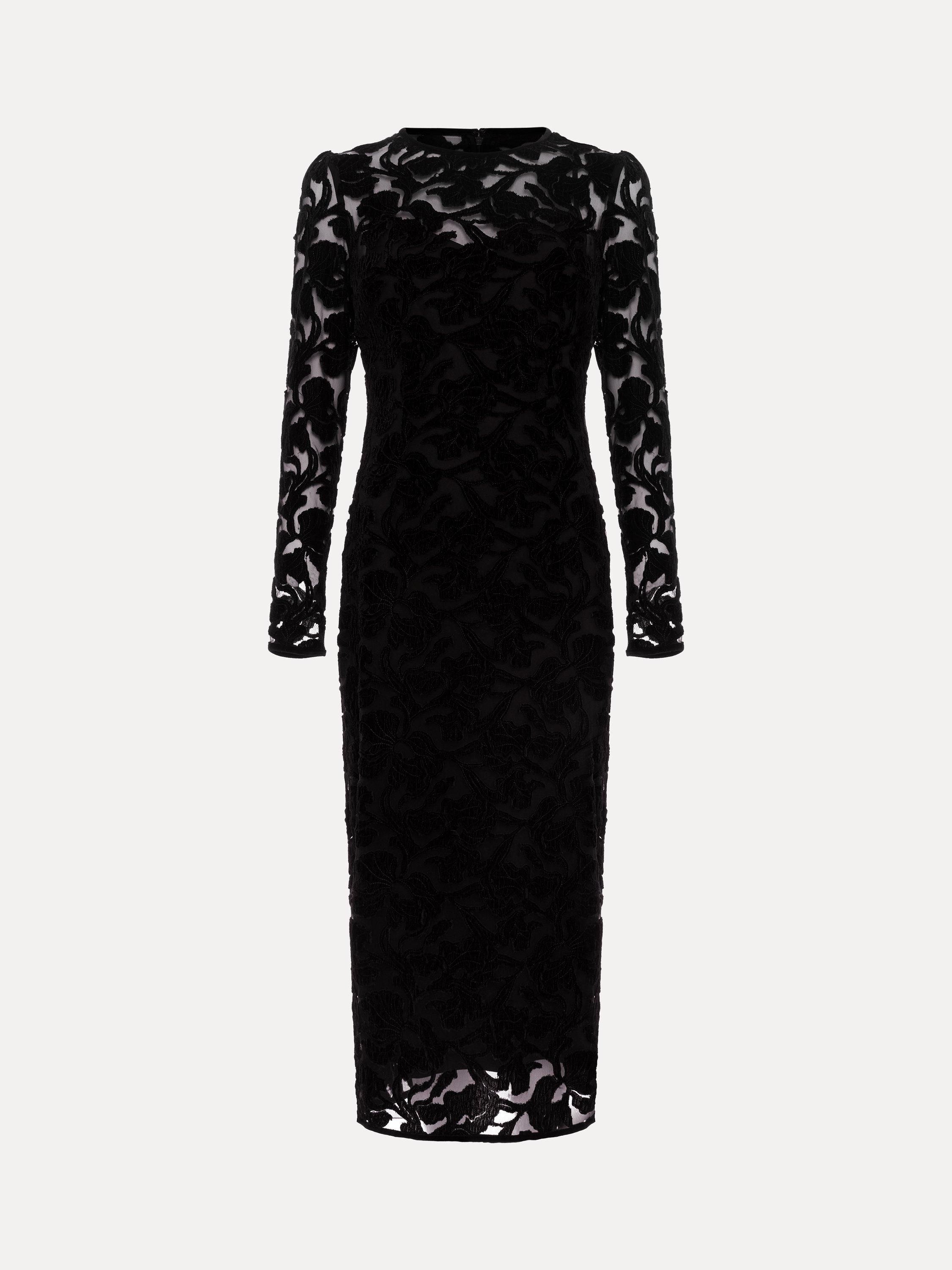Product image 4 of 8, which shows Phase Eight Viktoria Lace Midi Dress, Black, 6