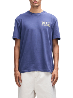 Deus ex Machina Cotton Blend Regular Fit Chinook Graphic T-Shirt, Mechanic Blue, Mechanic Blue