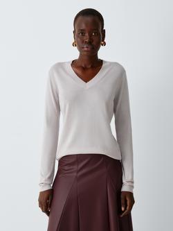 MM by MaxMara Dolmen V-Neck Wool Rich Jumper, Grey, Grey