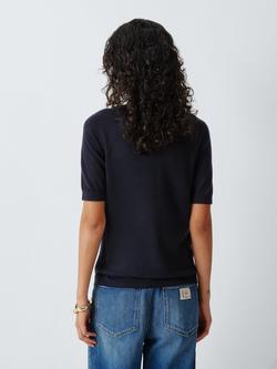 MM by MaxMara Lorbita Wool Rich Knit Top, Navy - view 2, Navy