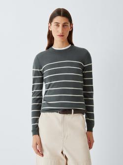 MM by MaxMara Pensile Stripe Wool Rich Jumper, Dark Grey, Dark Grey