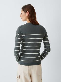 MM by MaxMara Pensile Stripe Wool Rich Jumper, Dark Grey - view 2, Dark Grey