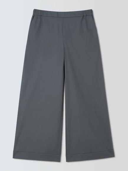 MM by MaxMara Dream Wide Leg Cotton Trousers, Dark Grey, Dark Grey