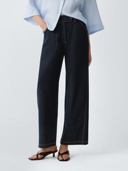 MM by MaxMara Sarta Wide Leg Denim Trousers, Midnight Blue, Midnight Blue