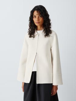 MM by MaxMara Eliseo Zip Through Cotton Blend Shacket, White, White