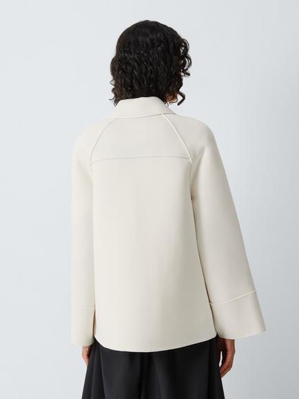 MM by MaxMara Eliseo Zip Through Cotton Blend Shacket, White - view 2, White