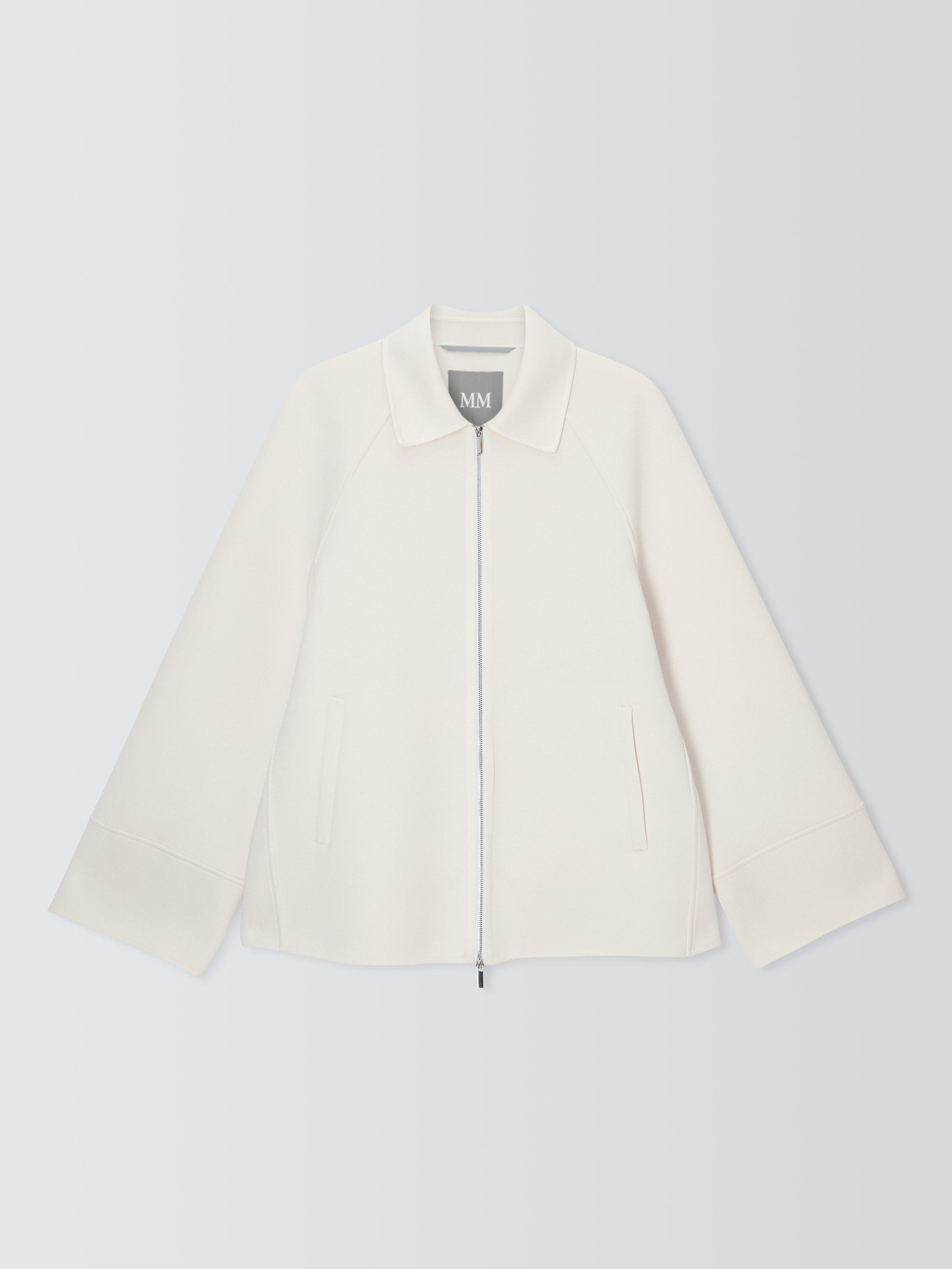 Product image 1 of 1, which shows MM by MaxMara Eliseo Zip Through Cotton Blend Shacket, White, XS