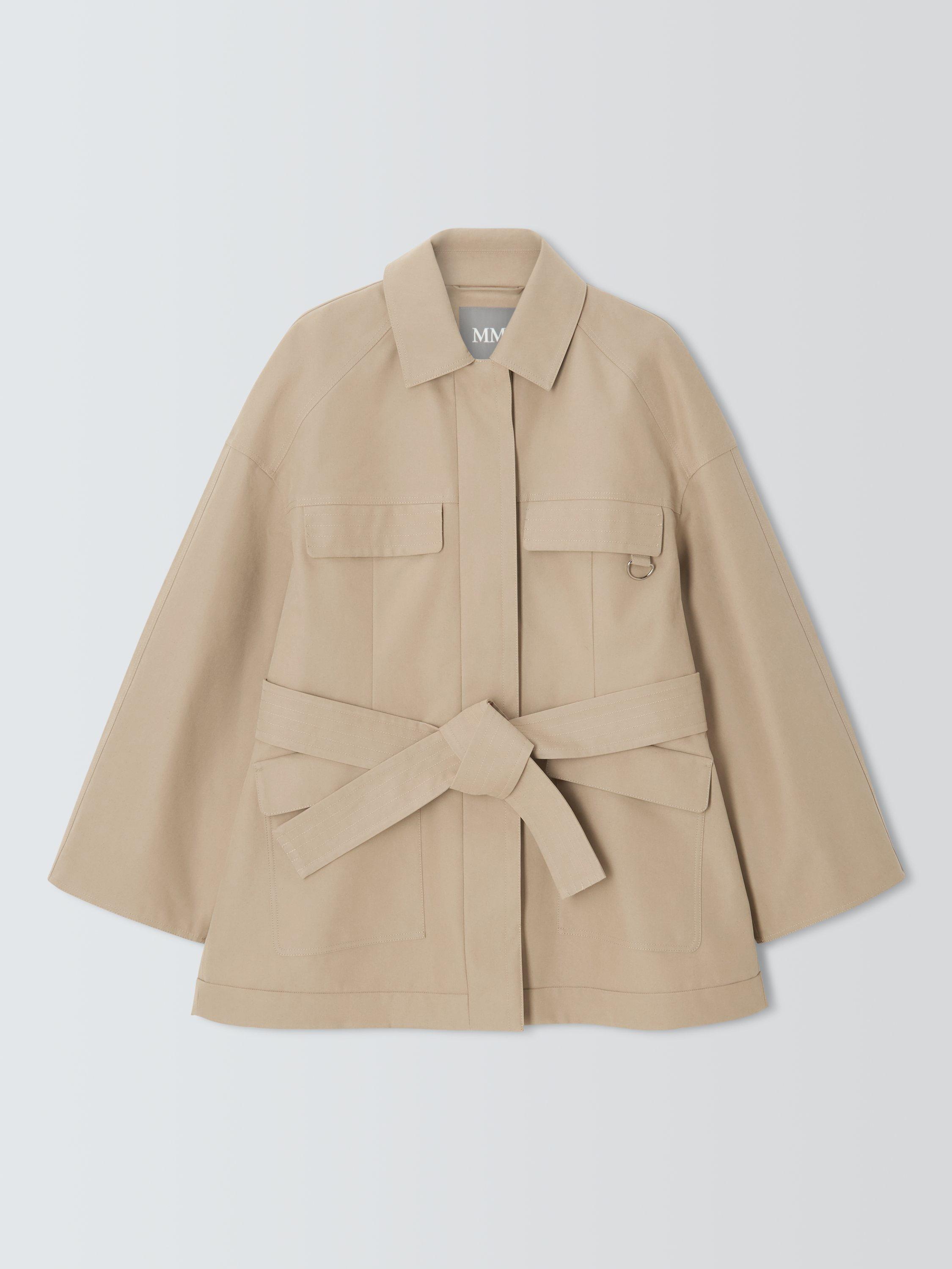 Product image 1 of 1, which shows MM by MaxMara Rafia Cotton Blend Raincoat, Beige, 8