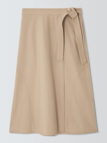 MM by MaxMara Rane Jersey Cotton Blend Midi Skirt, Beige, Beige