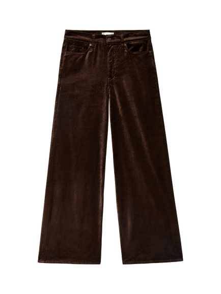 FRAME Le Slim Velvet Palazzo Jeans, Dark Brown, Dark Clove Velvet