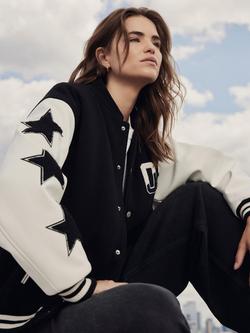 Mint Velvet Apres Sport Varsity Bomber Jacket, Black - view 2, Black