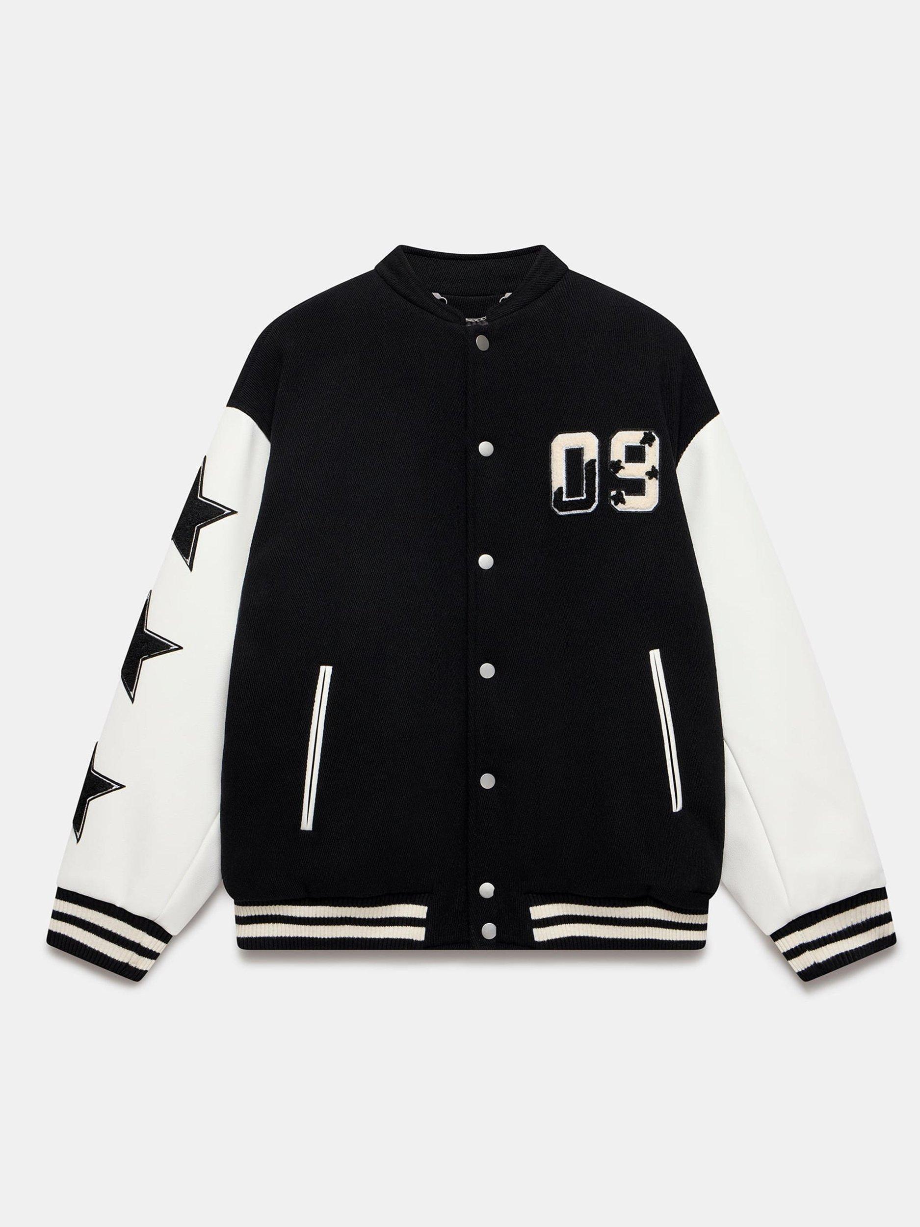 Product image 5 of 6, which shows Mint Velvet Apres Sport Varsity Bomber Jacket, Black, M