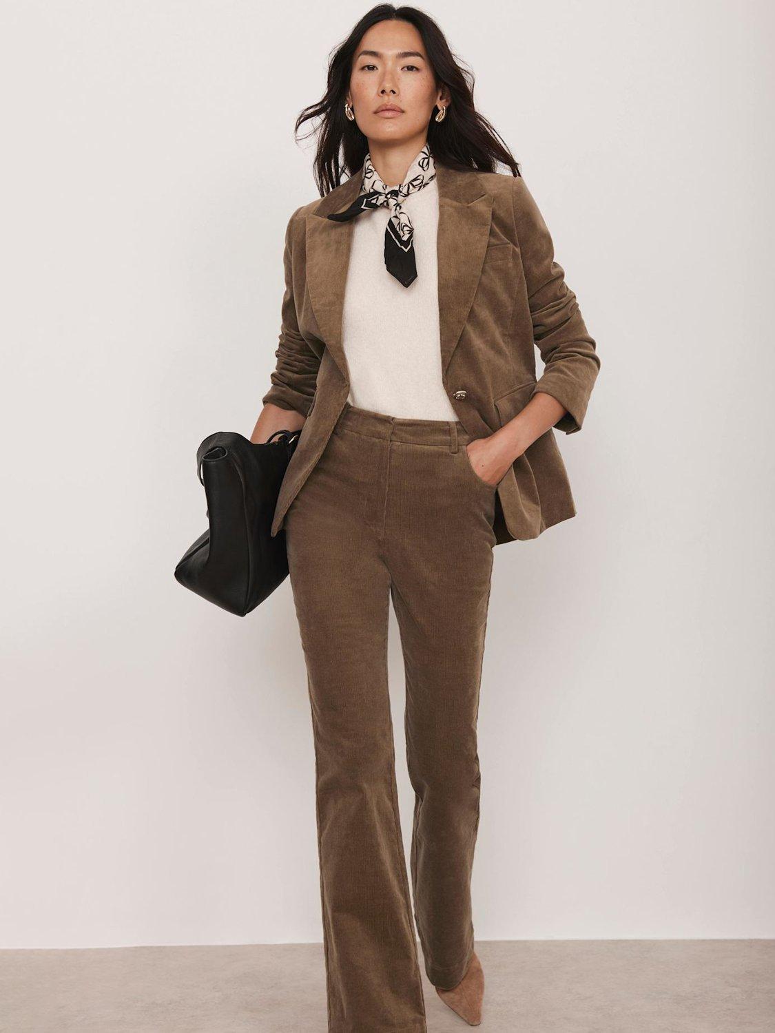 Product image 2 of 8, which shows Mint Velvet Single Button Pure Corduroy Blazer, Brown, M