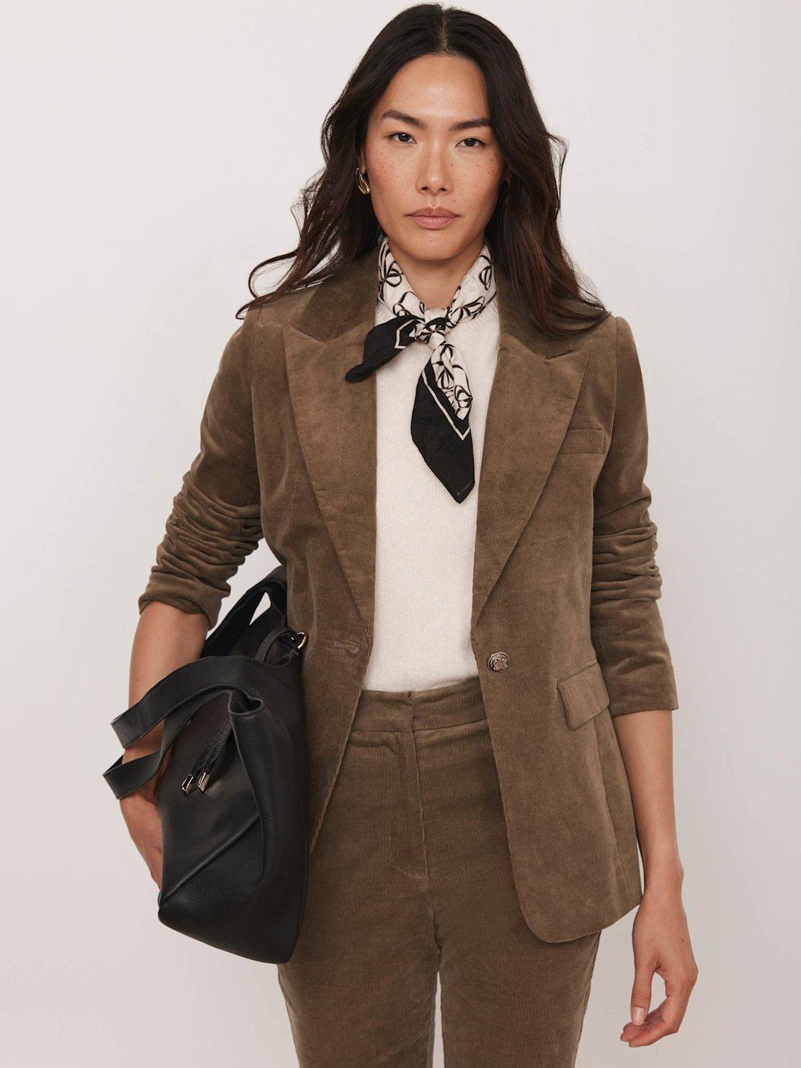 Product image 4 of 8, which shows Mint Velvet Single Button Pure Corduroy Blazer, Brown, M