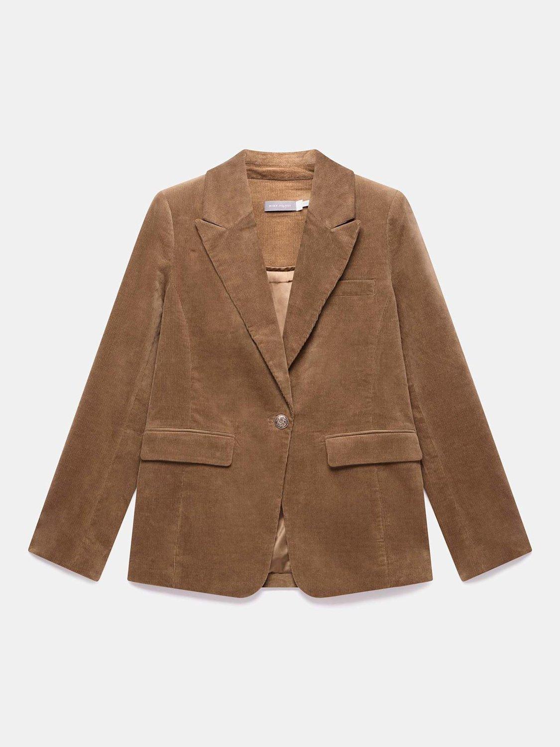 Product image 7 of 8, which shows Mint Velvet Single Button Pure Corduroy Blazer, Brown, M